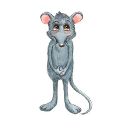 watercolor illustration of a funny cartoon mouse