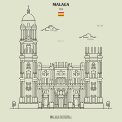 Cathedral of Malaga, Spain. Landmark icon