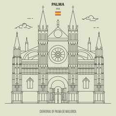 Cathedral of Palma de Mallorca, Spain. Landmark icon - obrazy, fototapety, plakaty