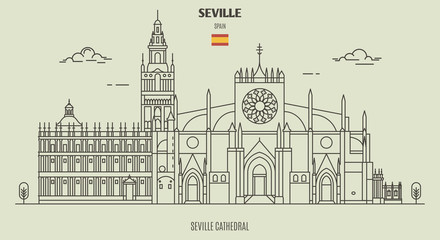 Naklejka premium Katedra w Sewilli, Hiszpania. Ikona punktu orientacyjnego