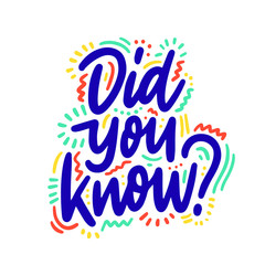 Did you know? Lettering inspiring typography illustration with text for greeting cards, posters and t-shirts printing.