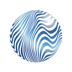 Striped Sphere. Vector 3d top abstract background.