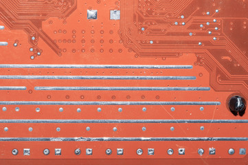 Electronic circuit board abstract background. computer motherboard close up. micro elements of...