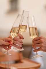 Corporate party sparkling champagne glasses