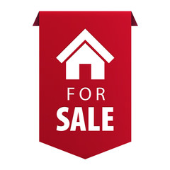 For Sale ribbon banner icon Real estate symbol isolated on white background. Vector illustration
