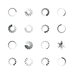 Loading icon. Web ui template loading buffering process progress bar circle rings percent internet vector icon collection. Illustration upload download circle status, interface website