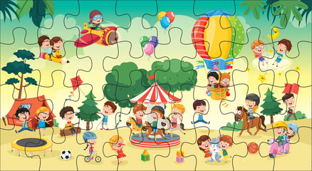 Obraz na płótnie Canvas Puzzle Game Illustration For Children - Ready For Press