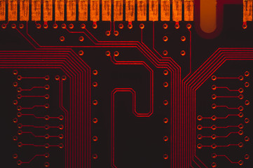 Electronic circuit board abstract background. computer motherboard close up. micro elements of...
