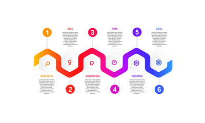 Vector hexagon Infographic stack chart design with icons and 6 options or steps. for business concept. Can be used for presentations banner, workflow layout, process diagram, flow chart,