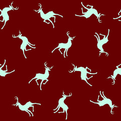 Christmas seamless background with a set of majestic deers