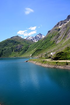Lago di Morasco, mountain lake in Italy. Alpe Balma Rossa.