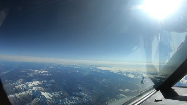 Fly over Greenland with airplane