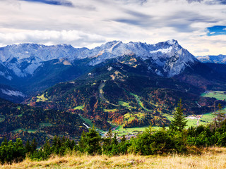 View to the alps from the top of mountain Wank in Garmisch-Partenkirchen
