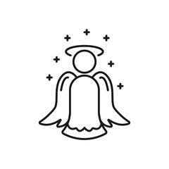 christmas angel cupid - minimal line web icon. simple vector illustration. concept for infographic, website or app.