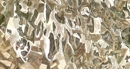 the herd, tribute to Picasso, abstract photography of the Spain fields from the air, aerial view,...