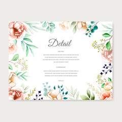 wedding invitation designs with watercolor floral and leaves