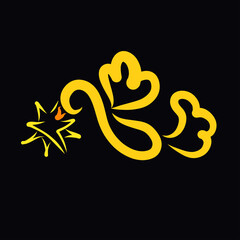 Fototapeta premium Yellow bird carrying a star in its beak