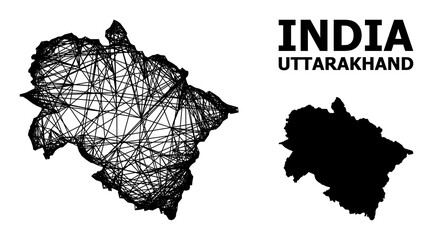 Wire Frame Map of Uttarakhand State