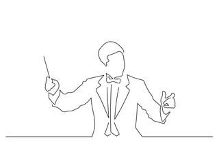 Orchestra conductor line drawing, vector illustration design. Music collection. © 1494