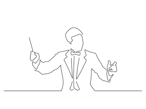Orchestra conductor line drawing, vector illustration design. Music collection.