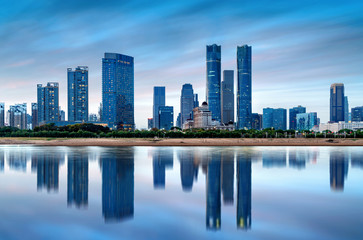 Fototapeta premium City panorama at dusk