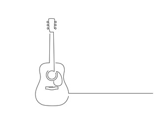 Acoustic guitar isolated line drawing, vector illustration design. Music collection. - obrazy, fototapety, plakaty