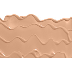 Liquid foundation, beige BB CC cream smudge isolated on white background. Skin tone cosmetic product, makeup texture
