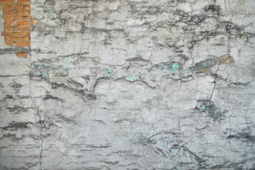Fototapete Alte schmutzige strukturierte Wand Textur der grauen alten verputzten Wand mit Rissen. Horizontales Bild.