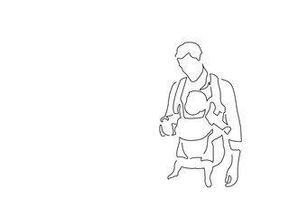 Fototapeta na wymiar Man holding his baby isolated line drawing, vector illustration design. Maternity collection.