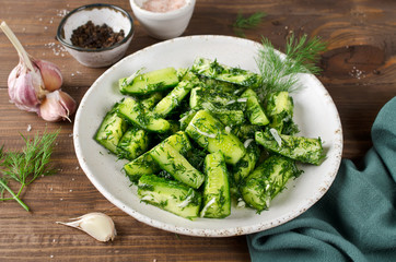 Salad of pickles with garlic and dill