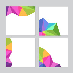 Set of social media banner template for sale and advertising. Polygonal abstract rainbow form. Vector