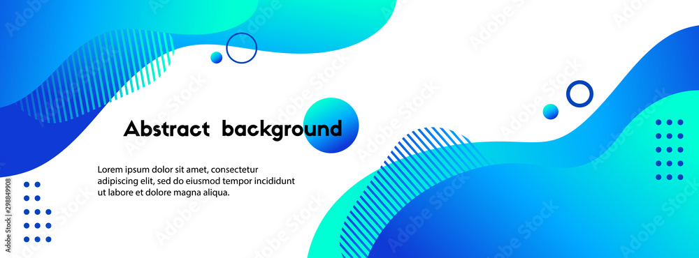 Wall mural liquid abstract background. blue fluid vector banner template for social media, web sites. wavy shap
