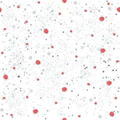Cute Seamless Pattern with red berries and dotted background. hand Drawn Delicate Design. Scandinavian Style.