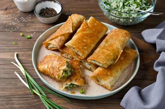 Tortilla wraps with cheese and green onions
