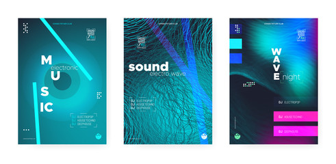 Neon Electro Music. Electronic Sound Background. 