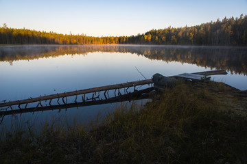 Morning light on wilderness lake