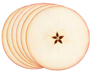 apple slice, half, on white background, clipping path