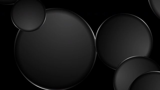 Black tech circles with white glowing neon light abstract background