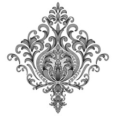 Fototapeta na wymiar Vector damask element. Isolated damask central illistration. Classical luxury old fashioned damask ornament, royal victorian texture for wallpapers, textile, wrapping