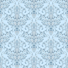 Vector damask seamless pattern background. Classical luxury old fashioned damask ornament, royal victorian seamless texture for wallpapers, textile, wrapping. Exquisite floral baroque template.