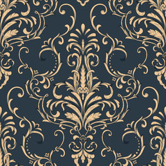 Vector damask seamless pattern element. Classical luxury old fashioned damask ornament, royal victorian seamless texture for wallpapers, textile, wrapping. Exquisite floral baroque template.