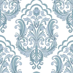 Afwasbaar behang Wit Vectordamast naadloos patroonelement. Klassieke luxe ouderwetse damast sieraad, koninklijke Victoriaanse naadloze textuur voor behang, textiel, inwikkeling. Exquise bloemen barok sjabloon.