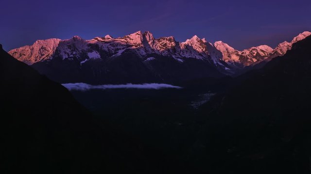 Time lapse open  majestic landscape at mountain range in Nepal