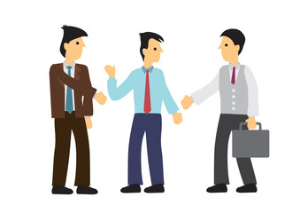 Businessman introduce his business friends. Concept of networking, cooperation or collaboration.