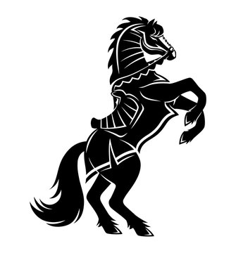 Black horse sign on a white background.