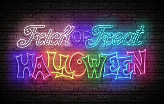 Glow Greeting Card with Halloween Trick or Treat Inscription
