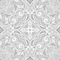 Monochrome Seamless Pattern with Mosaic Motif