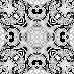 Monochrome Seamless Pattern with Mosaic Motif