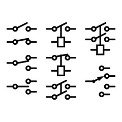 Electromechanical Relay Symbols on white background. Vector esp10