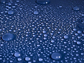 Water drops on blue background.